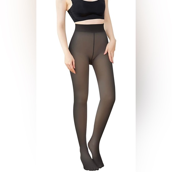 Women Winter Tights Fleece Lined Pantyhose Warm Leggings Fake Translucent Tights - Picture 2 of 7